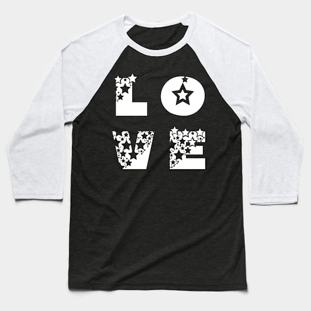 L O V E love block letters monogram grey starry Baseball T-Shirt by topsnthings